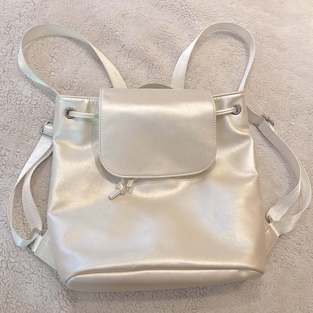 Urban Outfitters summer backpack in pearlescent white